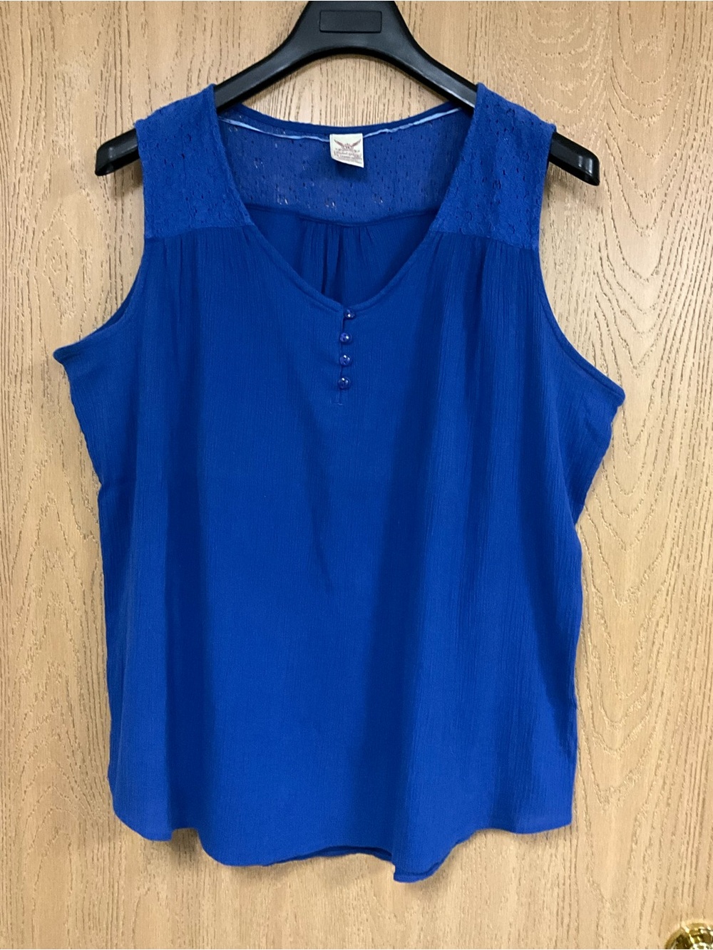 Faded Glory Royal Blue Sleeveless Button-Accent Tank